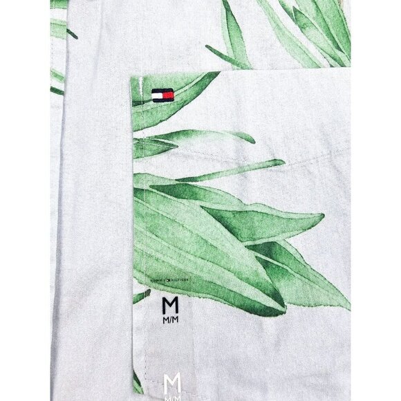 Tommy Hilfiger Casual Fit Size Medium Mens Blue Floral Short Sleeve Button Down - Picture 7 of 14